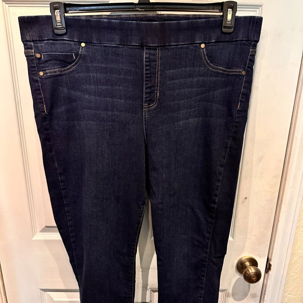 Women's Liverpool Brand Pull-On Denim Jeans Size 22W High Rise Dark Wash